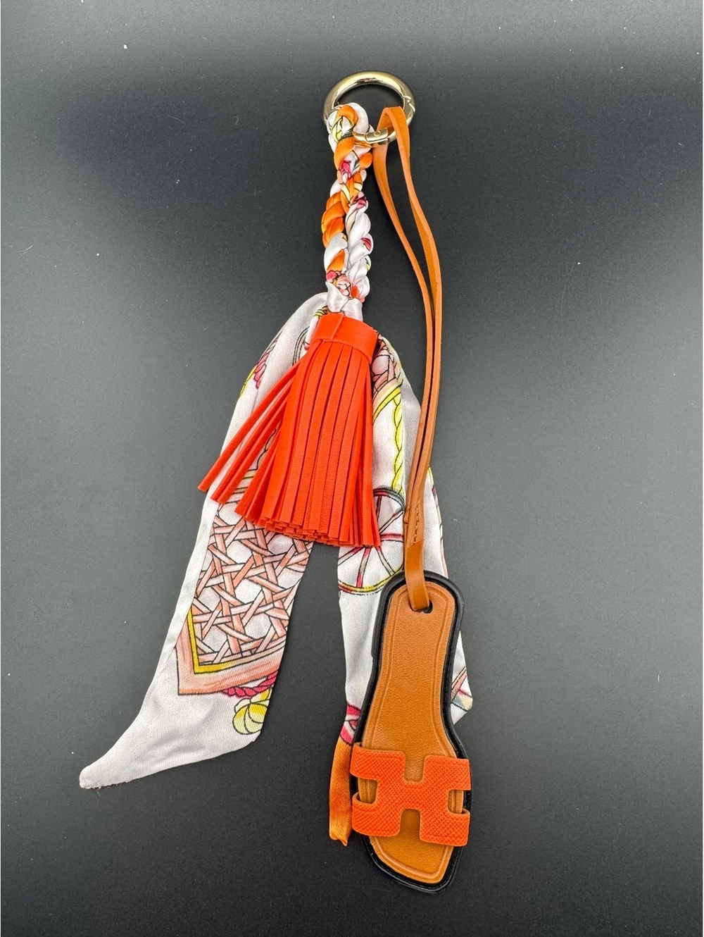 Sandals & Bow Scarf Tassel Bag Charm Keychain Orange - Picture 3 of 3